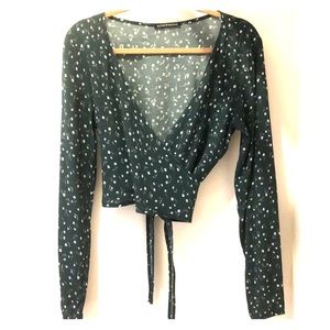 Brandy Melville Floral Wrap Crop
